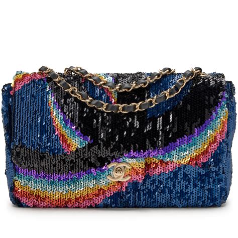 chanel blue sequin bag gold|Chanel sequin bag 2021.